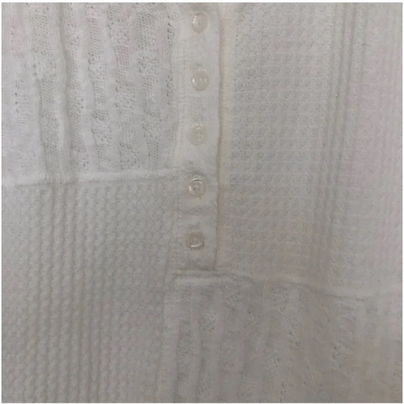NWOT Saturday Sunday by Anthropologie Mixed Media Waffle Knit Henley Top - Picture 8 of 8